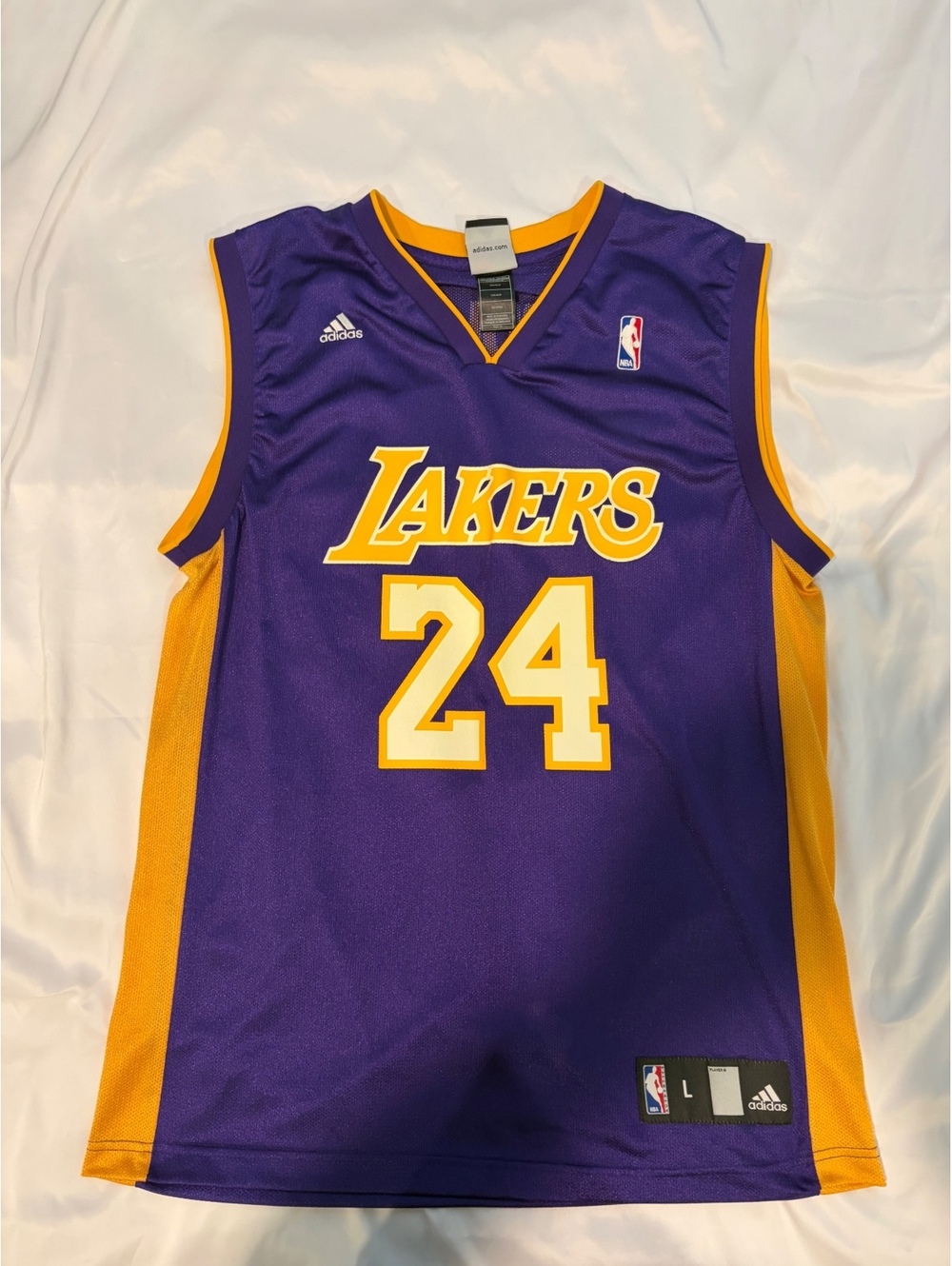 Adidas Los Angeles Lakers Kobe Bryant #24 NBA Jersey Purple and Gold Size L